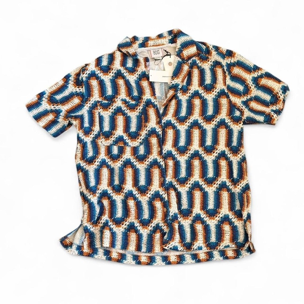 NWT Urban Outfitters UO Dylan Linen Blend Retro Button-Down Shirt